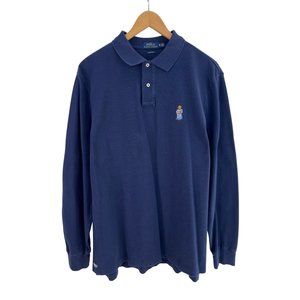Polo Ralph Lauren Bear Navy Blue Long Sleeve Mens Sz XL